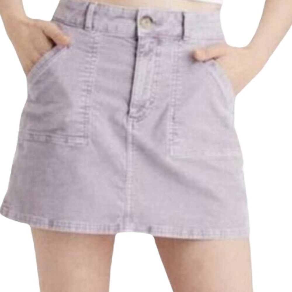American Eagle Outfitters Light Pink Thin Wale Corduroy Jean Style Skirt Sz 2